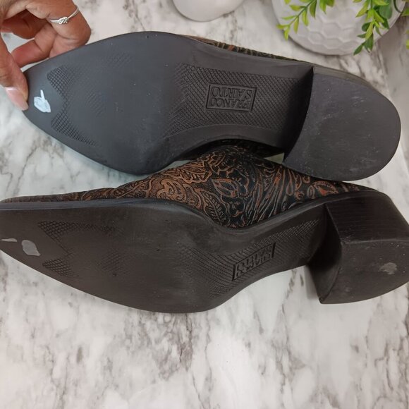 FRANCO SARTO Women's Brown Leather Clogs Mules Slip-on Western Cowboy Boot  Sz.8 - Picture 9 of 9